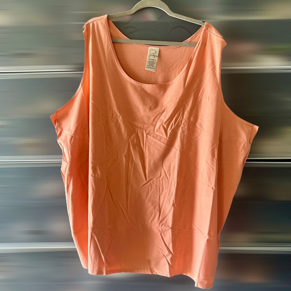 Roamans Womens Plus Size 5X Peach Coral Sleeveless Scoop Neck Tank Top 37-6498-2